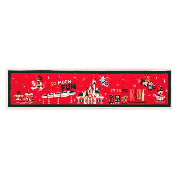 Disney Parks Fantasyland Castle Christmas Reversible Table Runner - NEW - Picture 2 of 3